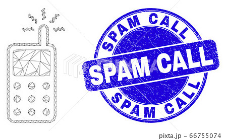Blue Scratched Spam Call Seal and Web Carcass Cell Phone 66755074