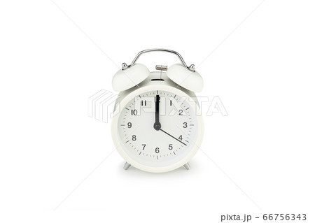 Front side of white retro alarm clock on isolated background.with clipping paths. 66756343