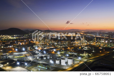 Aerial view oil storage tank with oil refinery 66758661