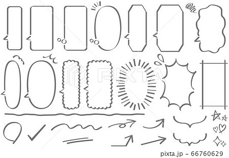 縦の手描き吹き出しセット マーカーのイラスト素材