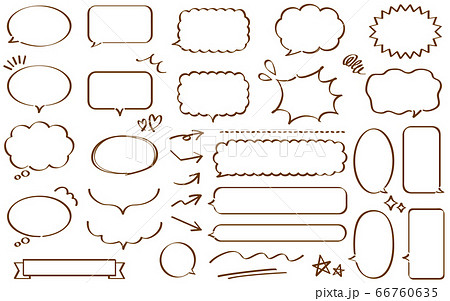 マーカーの手描き風吹き出しセット 線画のイラスト素材
