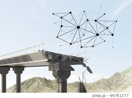Damaged stone bridge as idea for problem and social connection concept Damaged stone bridge as idea for problem and social connection concept 66761277
