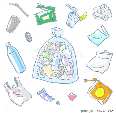 プラスチックゴミ ゴミ袋のイラスト素材