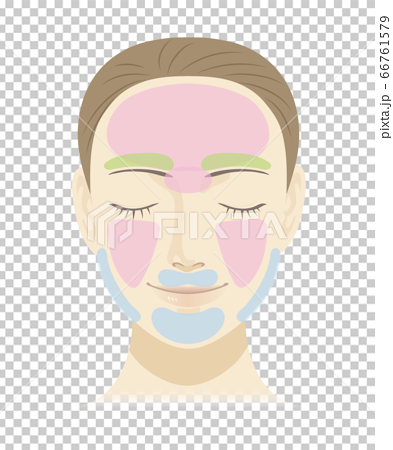 女性の顔 脱毛部分イラストセットのイラスト素材