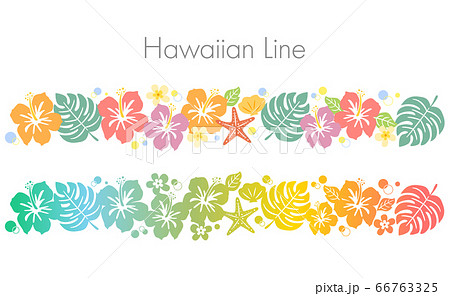 ハイビスカスのハワイアンアイテムのラインのイラスト素材