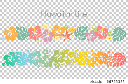 ハイビスカスのハワイアンアイテムのラインのイラスト素材