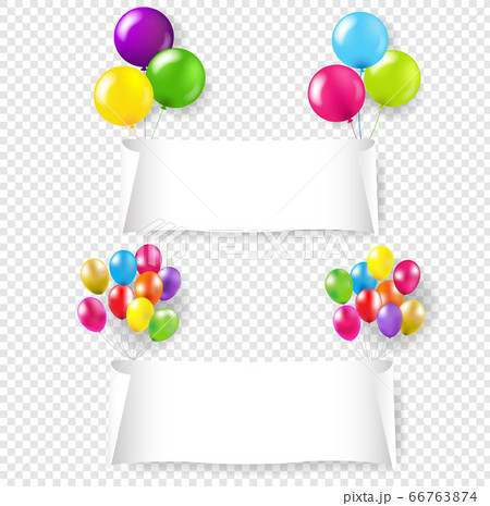 White Paper Banner With Color Balloons Transparent Background 66763874