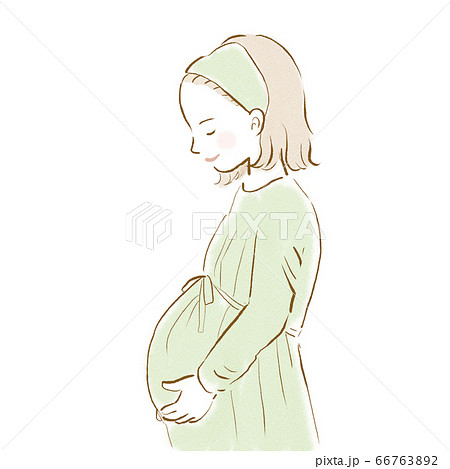 赤ちゃん誕生を待つ妊婦さんのイラストのイラスト素材