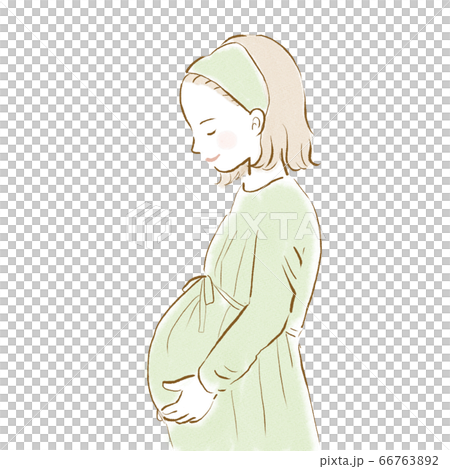 赤ちゃん誕生を待つ妊婦さんのイラストのイラスト素材