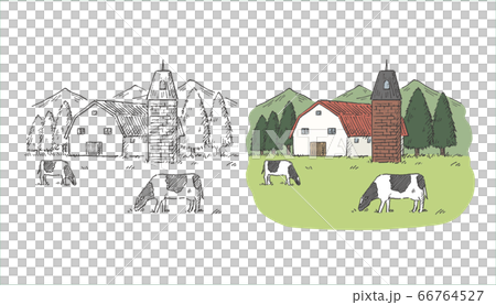 海外牧場景觀筆劃 海外牧場景觀筆劃 66764527