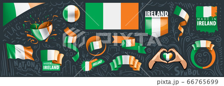 Vector set of the national flag of Ireland in various creative designs 66765699