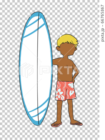 男性 サーフボード 夏 日焼けのイラスト素材