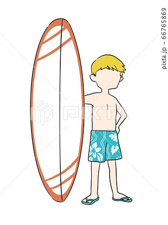 男性 サーフボード 夏のイラスト素材