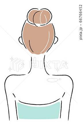 うなじと背中をキレイに脱毛した女性のイラスト のイラスト素材