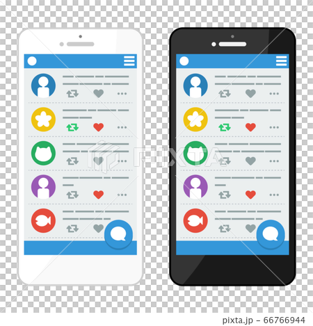スマホ スマートフォン Sns画面 セット イラストのイラスト素材