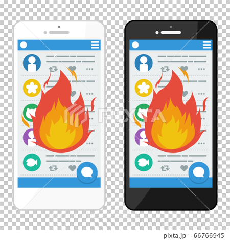 スマホ スマートフォン Sns炎上画面 セット イラストのイラスト素材