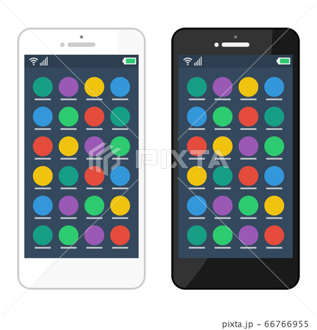 スマホ スマートフォン アプリ一覧画面 セット イラストのイラスト素材