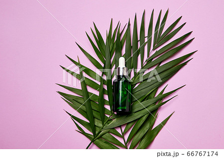 Green dropper with facial oil on background with 66767174