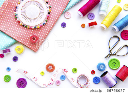 Sewing accessories on a white background 66768027