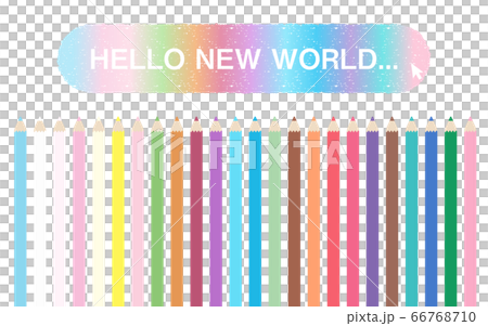 Vector illustration of color pencil graphic material written HELLO NEW WORLD 66768710