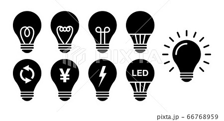 電球電気led省エネのベクターアイコンイラストセットのイラスト素材