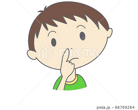 鼻をほじる男の子のイラスト素材