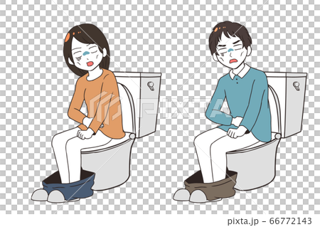 トイレでゲッソリ マンガ調 のイラスト素材