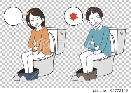 頑張ってトイレをする 吹き出し付き のイラスト素材