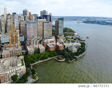Aerial view of Manhattan skyline with Battery Park, New York, USA. Aerial view of Manhattan skyline with Battery Park, New York, USA. 66772151