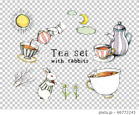 ティーセットのイラスト詰め合わせ 66772245