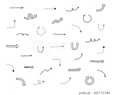 手書きの矢印のイラストのセット シンプル かわいい おしゃれのイラスト素材