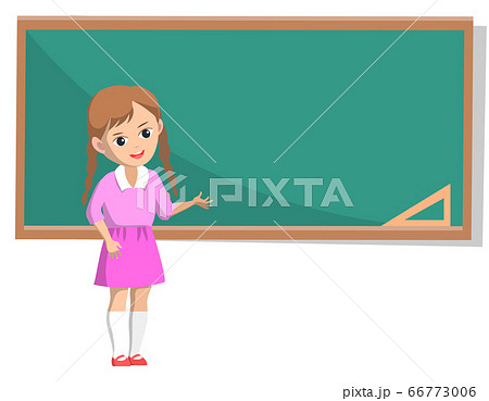 Girl with Braids in Pink near School Chalkboard Girl with Braids in Pink near School Chalkboard 66773006