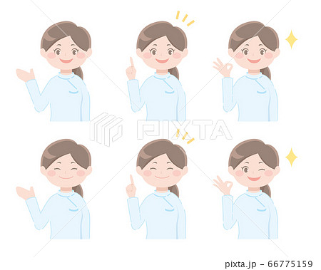 看護師（女性）の表情いろいろ上半身イラストセット 66775159