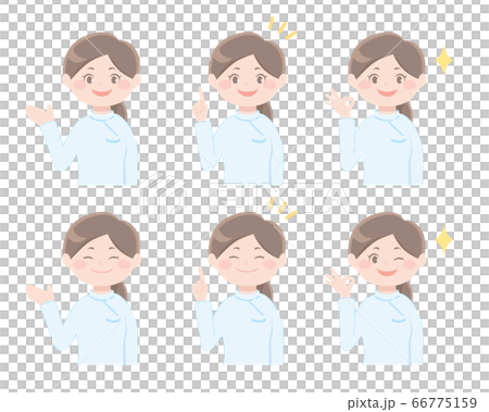 看護師（女性）の表情いろいろ上半身イラストセット 66775159