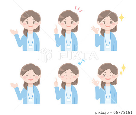 会社員・スタッフ(女性)の表情いろいろ上半身イラストセット 会社員・スタッフ(女性)の表情いろいろ上半身イラストセット 66775161