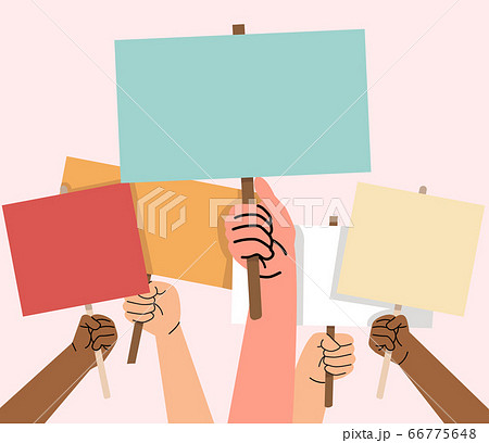 hands holding empty board isolated  background 66775648