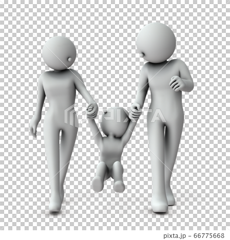 Parents and children holding children's hands and swinging. 3D rendering. Parents and children holding children's hands and swinging. 3D rendering. 66775668