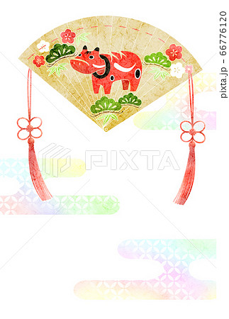 丑年年賀状　赤べこ 66776120