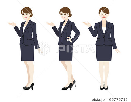 スーツを着た女性の全身イラストのイラスト素材