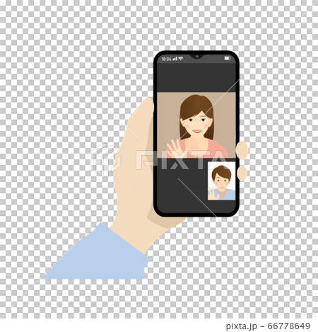 スマホでビデオ通話するカップル 66778649