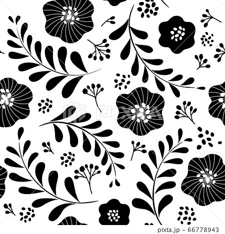 北欧風のかわいい花のシームレスパターン Iのイラスト素材