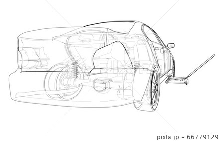 Concept car with Floor Car Jack. Vector 66779129