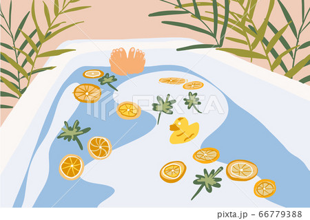 Woman taking a bath in the beautiful decorated bathtube 66779388