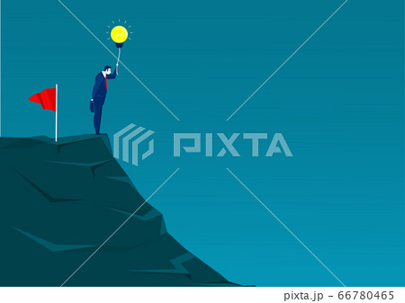 businessman standing on mountain and looking him success vector illustration businessman standing on mountain and looking him success vector illustration 66780465