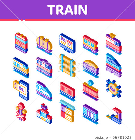 Train Rail Transport Isometric Icons Set Vector 66781022