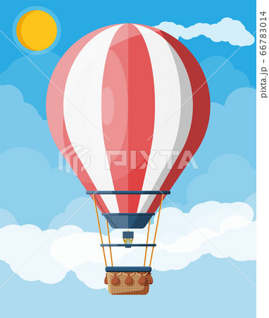 Hot air balloon in the sky with clouds and sun Hot air balloon in the sky with clouds and sun 66783014