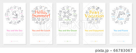 Vertical vector summer five banners - hello summer and best vacation 66783067