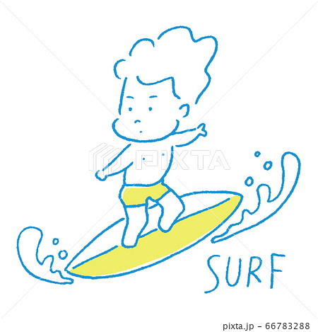サーフィンをする若い男性のイラスト素材 66783288 Pixta