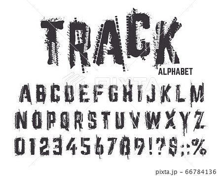Tire Tracks Alphabet Grunge Texture Treads のイラスト素材