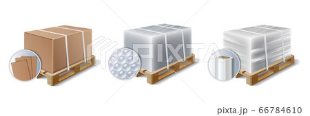 Set of Images of cargo on wooden pallet. 66784610